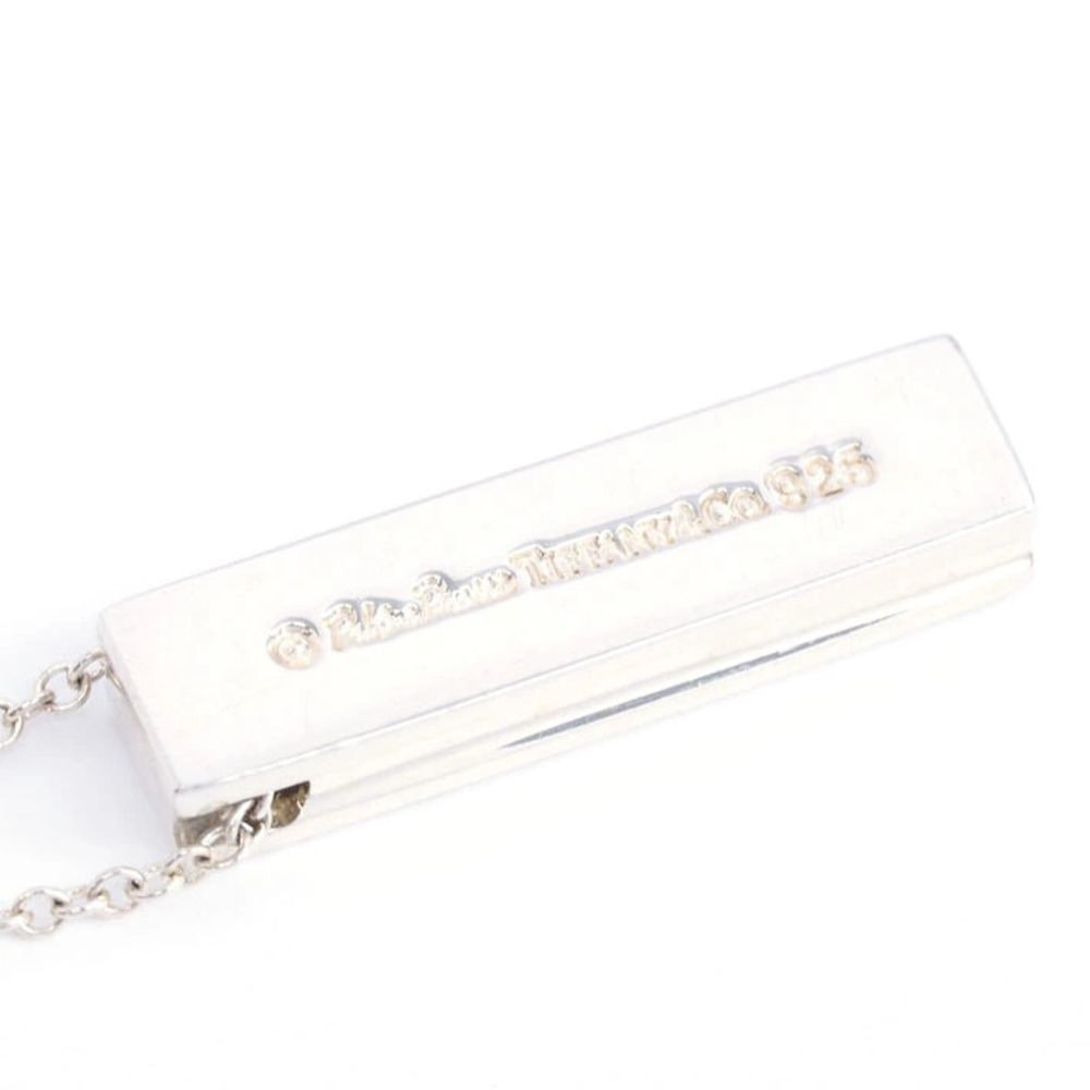 Tiffany Co Paloma Picasso Diamond Kiss Bar Pendant Necklace Silver